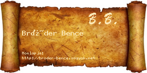 Bröder Bence névjegykártya